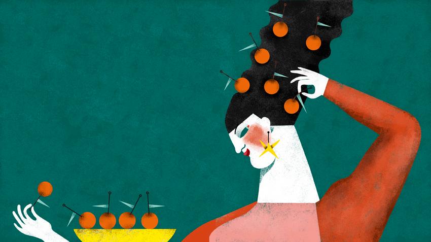 Woman illustration with oranges